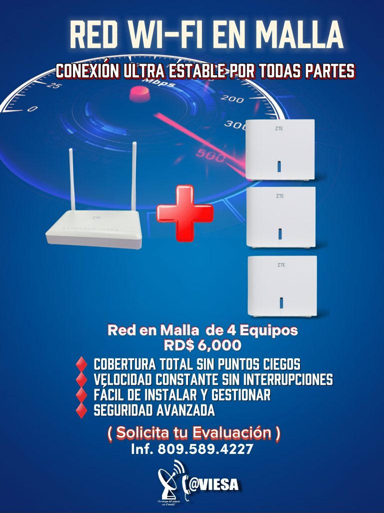 Red WIFI En Malla de 4 Equipos